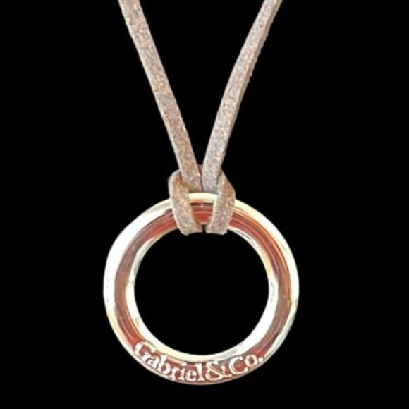 Gabriel & Co Sterling Silver Omega Pendant With Brown Leather Strap - NIB - Picture 3 of 5